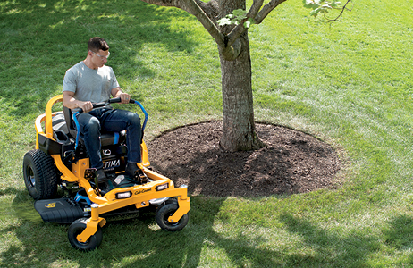 Cub Cadet Electric Zero Turn mowing in yard